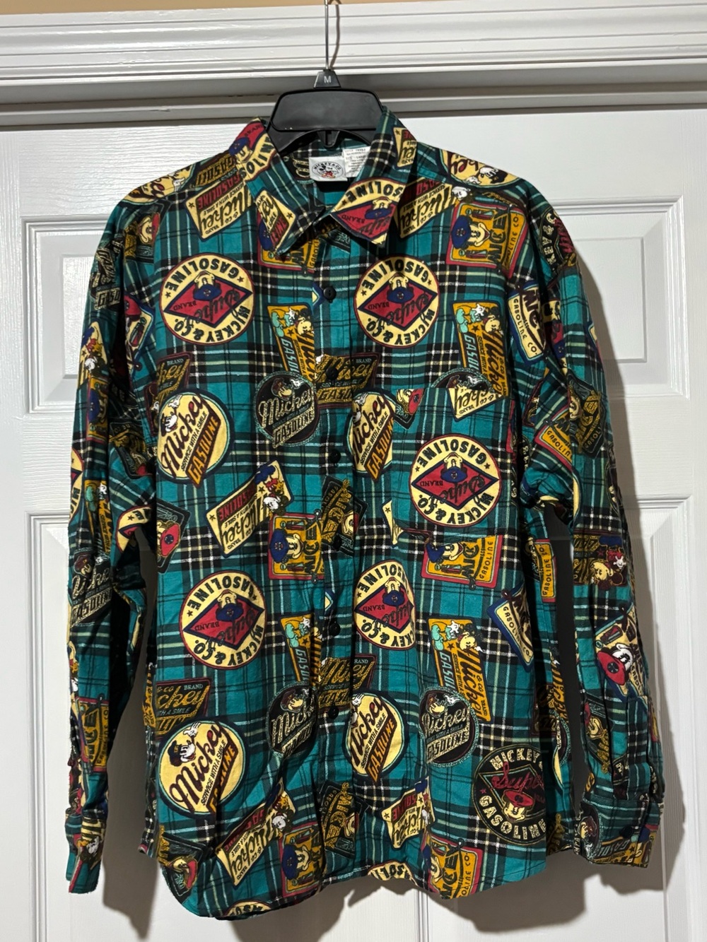Vintage Mickey & Co Flannel Shirt 90s Disney Gasoline Print Men’s L